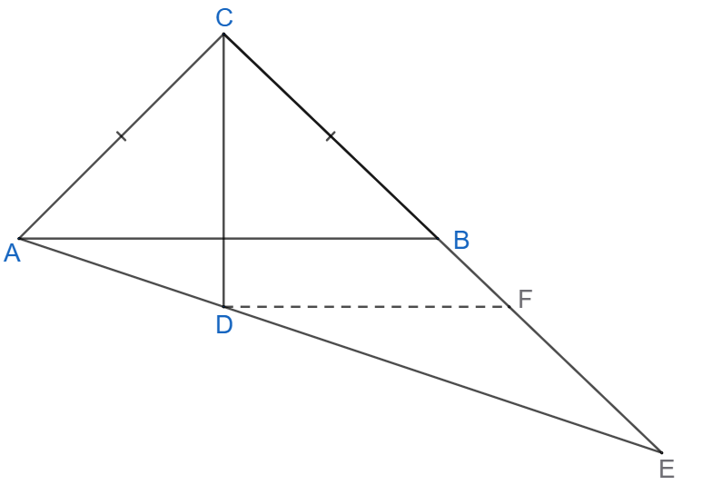 שרטוט לשאלה: A,C,E; D על AE; B,F על CE; DF ∥ AB; G=AB∩CD